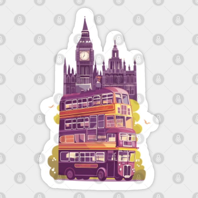 Magical Triple Decker in London - Fantasy Sticker by Fenay-Designs